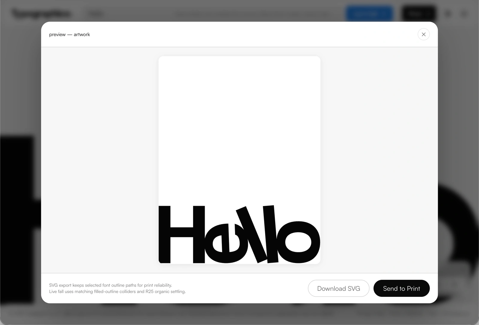 Review the composition in the Print artwork preview.